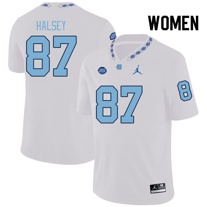 Women #87 Cort Halsey North Carolina Tar Heels College Football Jerseys Stitched Sale-White